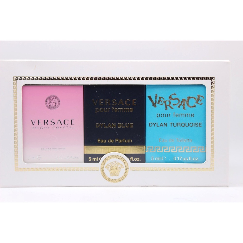Versace 3 scent gift set EDP .17 fl oz NIB Bright Chrystal/Dylan Blue/Turquoise
